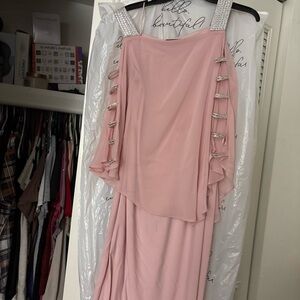 MSK Pink Chiffon Dress with Silver Embellishments